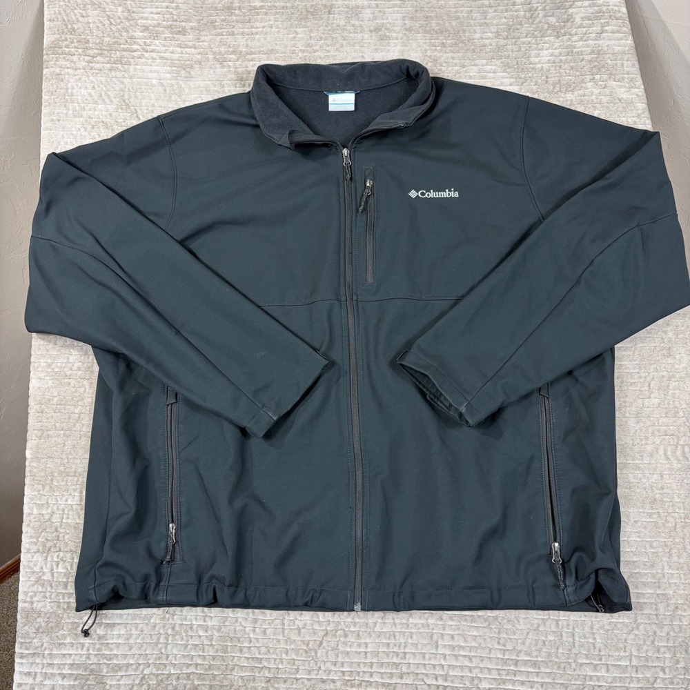 Columbia Mens 4XT Black Softshell Fleece Lined Full Zip Jacket WT6044 Tall